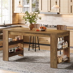 63" Kitchen Island, Large Home Bar Table with Double-Sided Storage Shelves