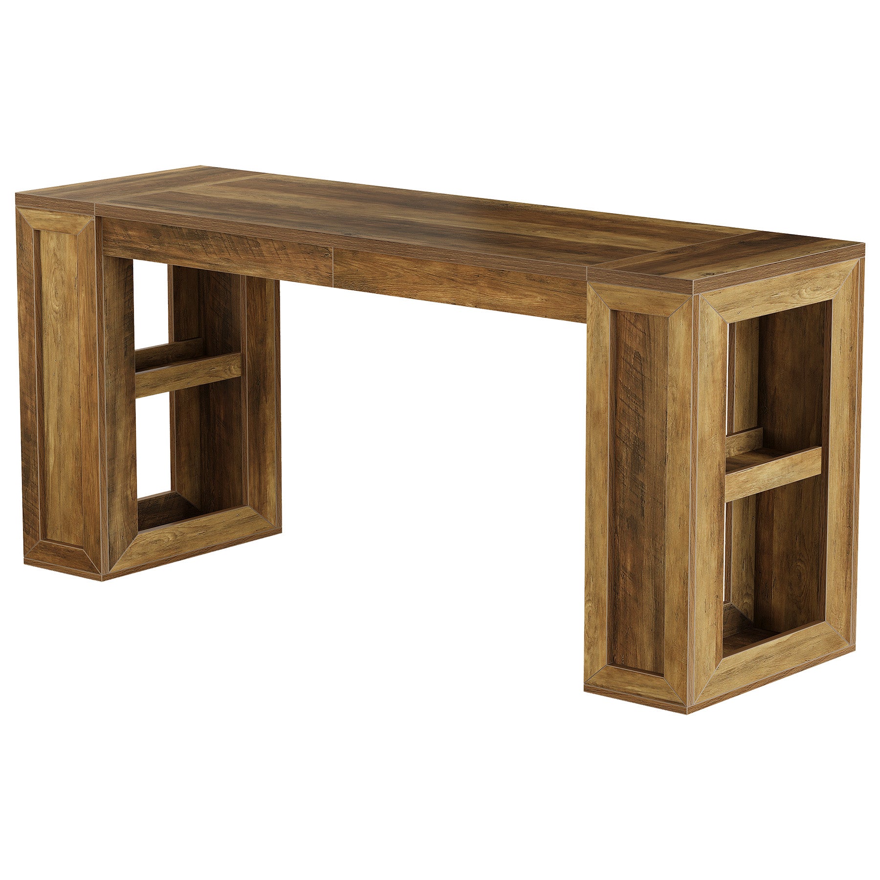 70.87" Farmhouse Bar Table, Rectangular High Top Pub Tables with Open Storage Shelves for Kitchen