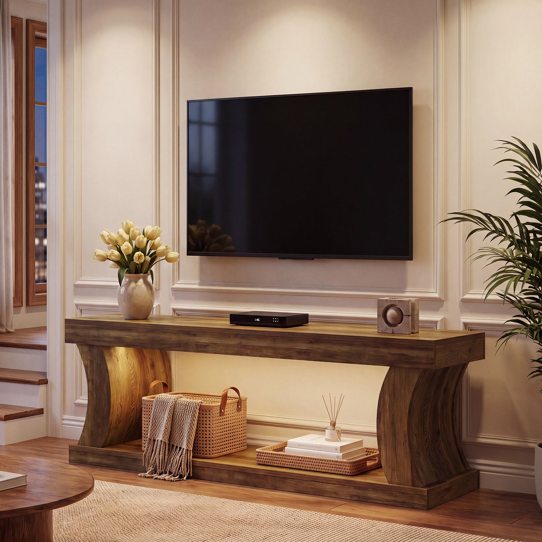 63" TV Stand for 75" TV, 2-Tier Entertainment Center with Storage, Media Console
