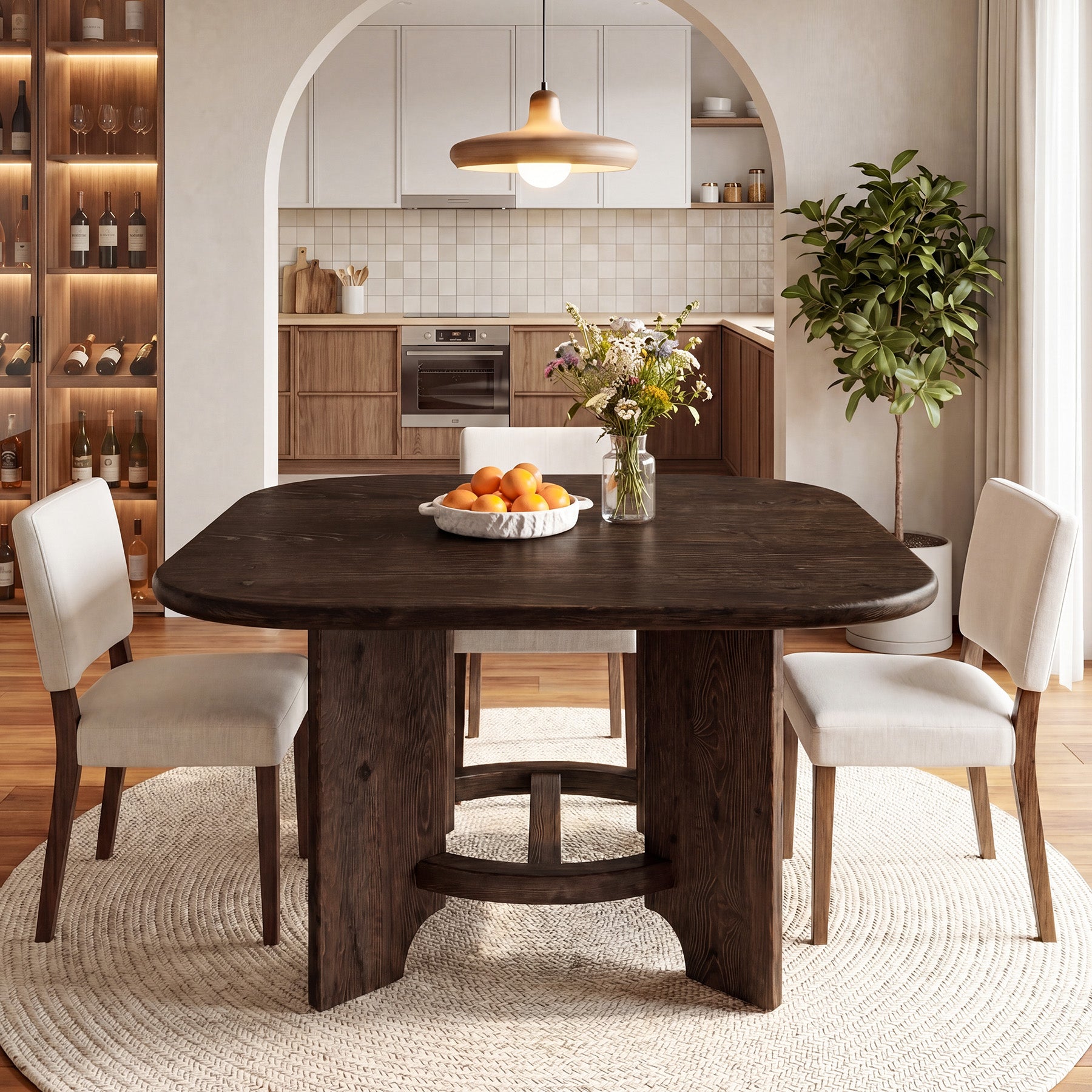 47" Solid Wood Square Dining Table for 4, Farmhouse Kitchen & Dining Room Table