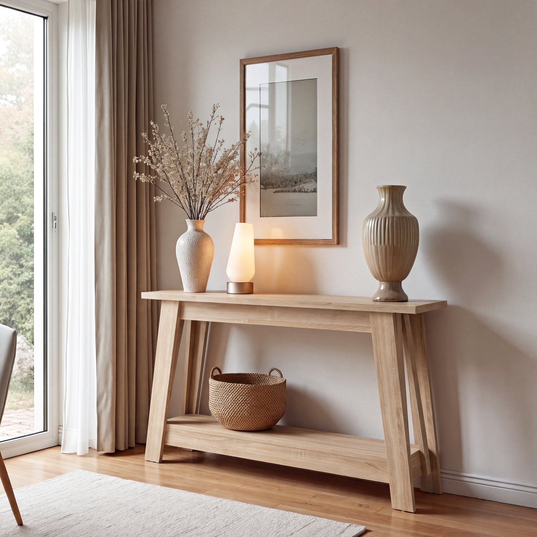 41.3" Console Table, 2-Tier Farmhouse Sofa Entryway Table with Storage