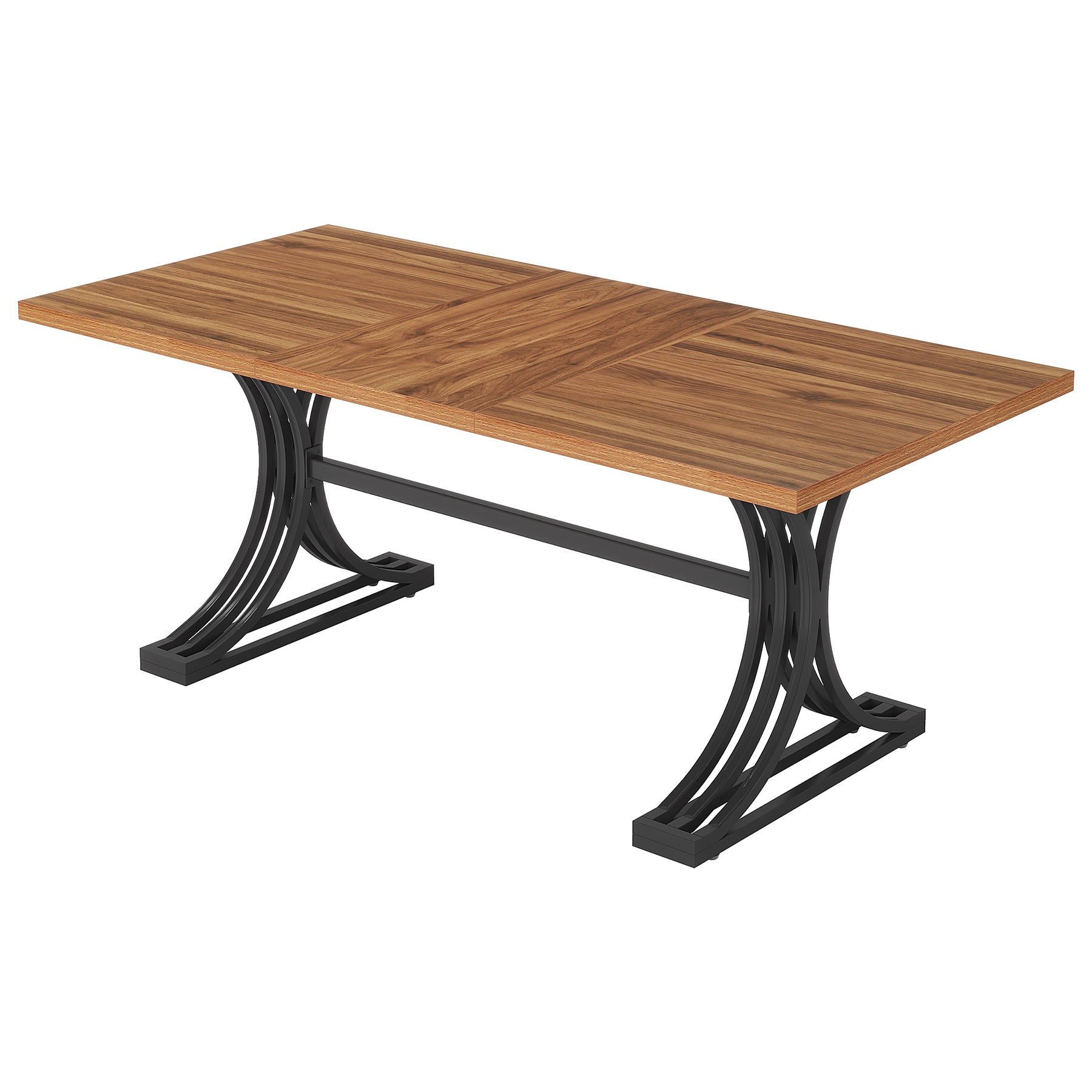 63" Modern Dining Table with Faux Marble Tabletop & Metal Legs