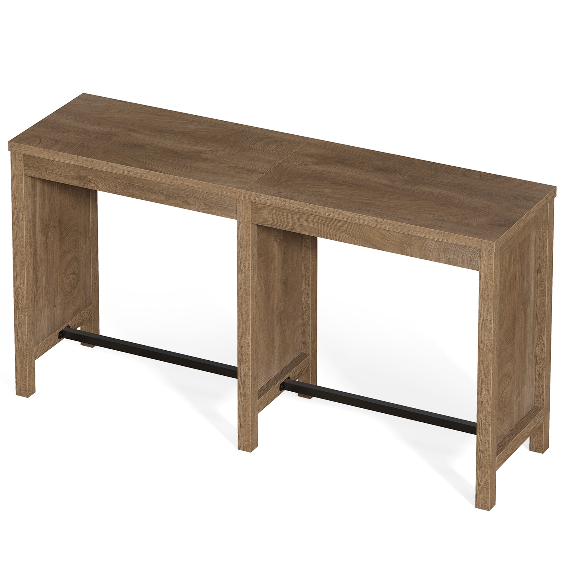 70.9" Farmhouse Bar Table for 4-6, Counter Height Pub Table with Metal Footrests