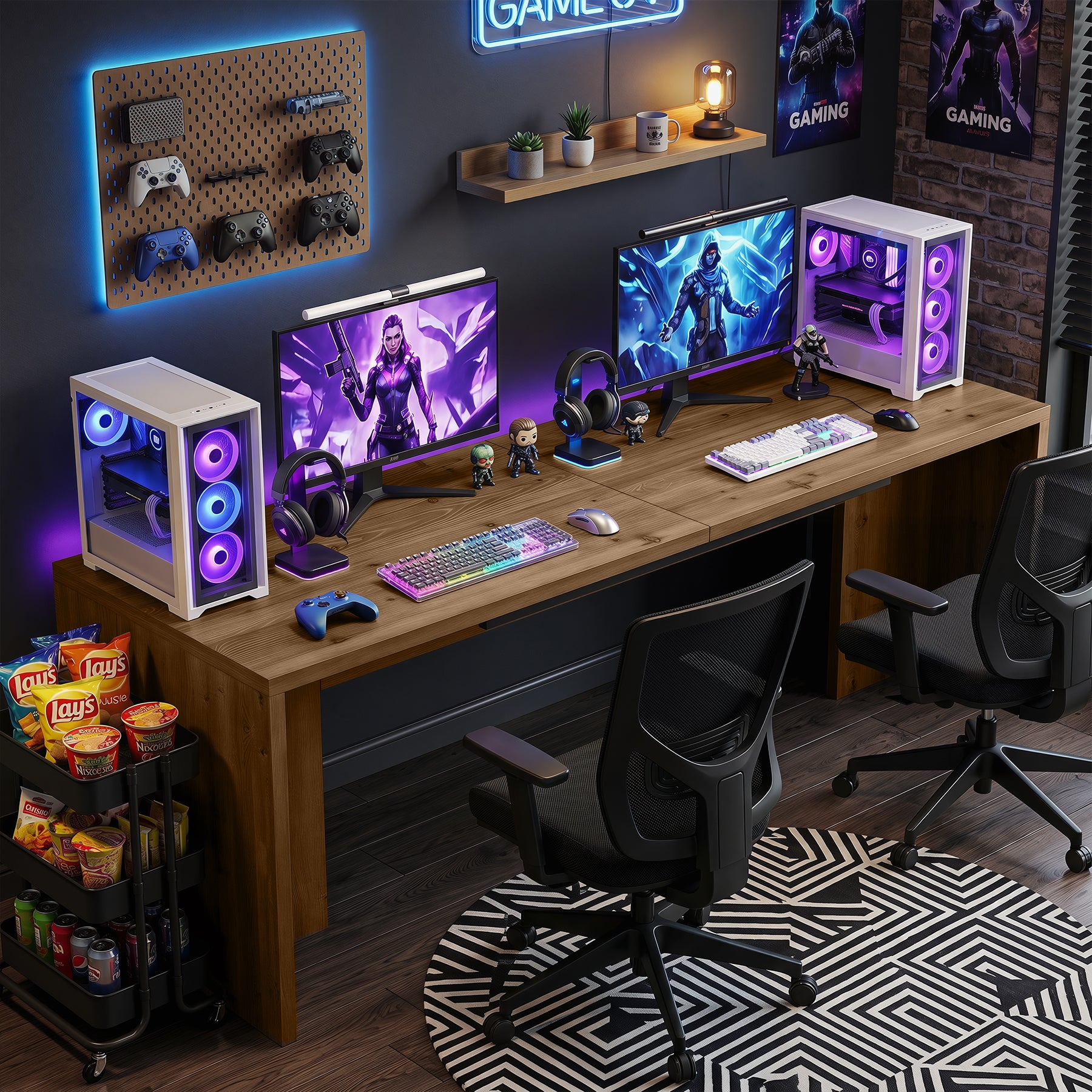 78" Solid Wood Computer Desk for 2 People, Double Desk with Large Tabletop for Home Office