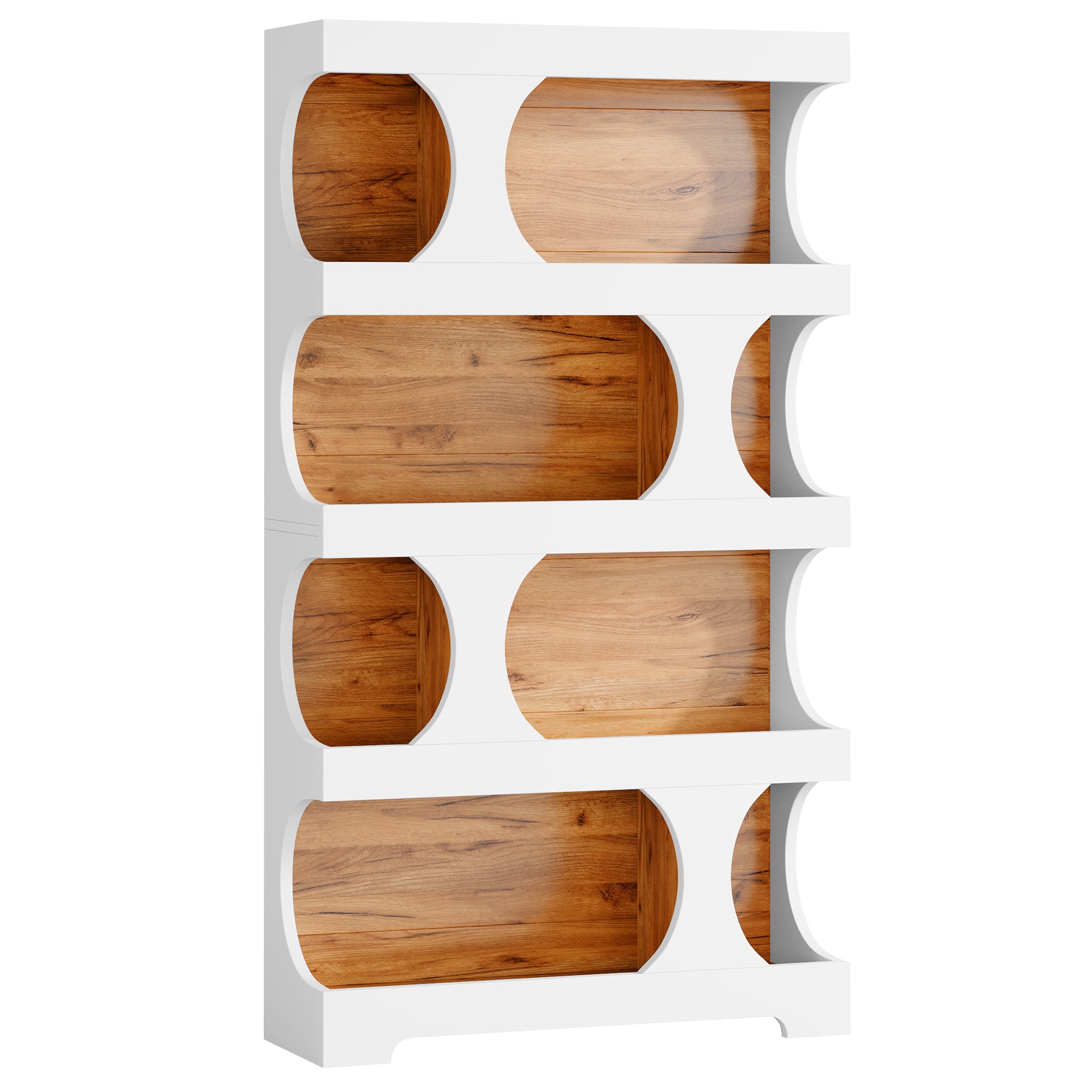 71" Bookshelf, 4-Tier S-Shaped Bookcase Freestanding Display Shelves