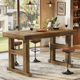 63" Farmhouse Bar Table, Counter Height Pub Table for 4-6 People with Sturdy H-Frame Legs 3