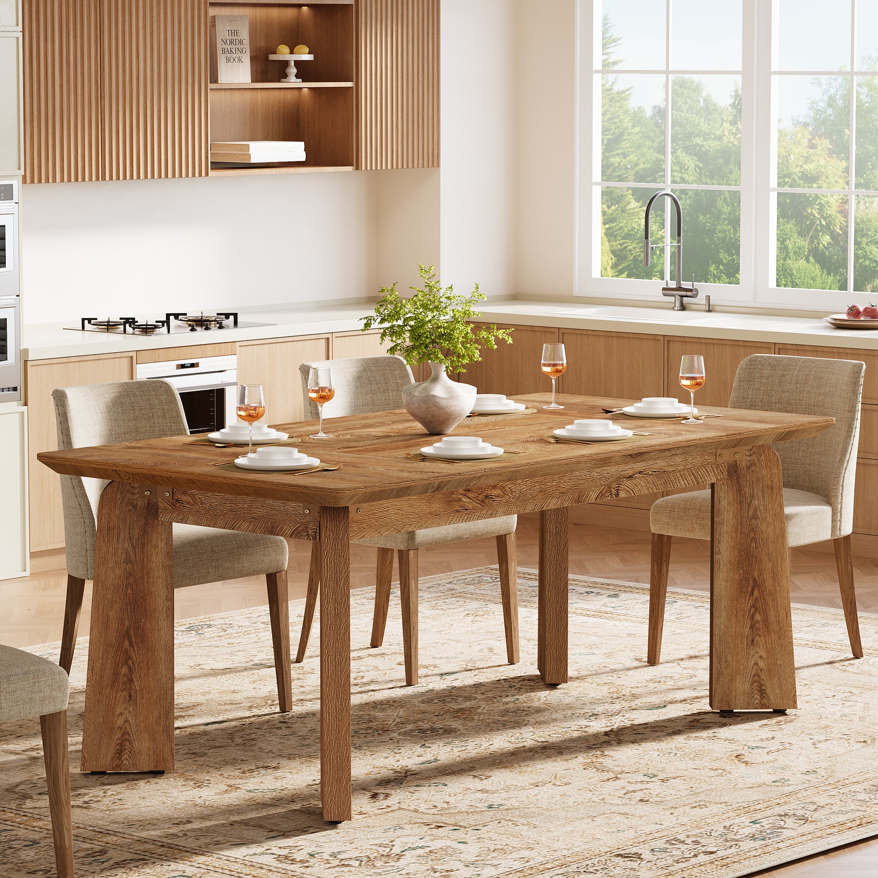 62" Dining Table, Rustic Kitchen Dinner Table for 4 - 6 Tribesigns