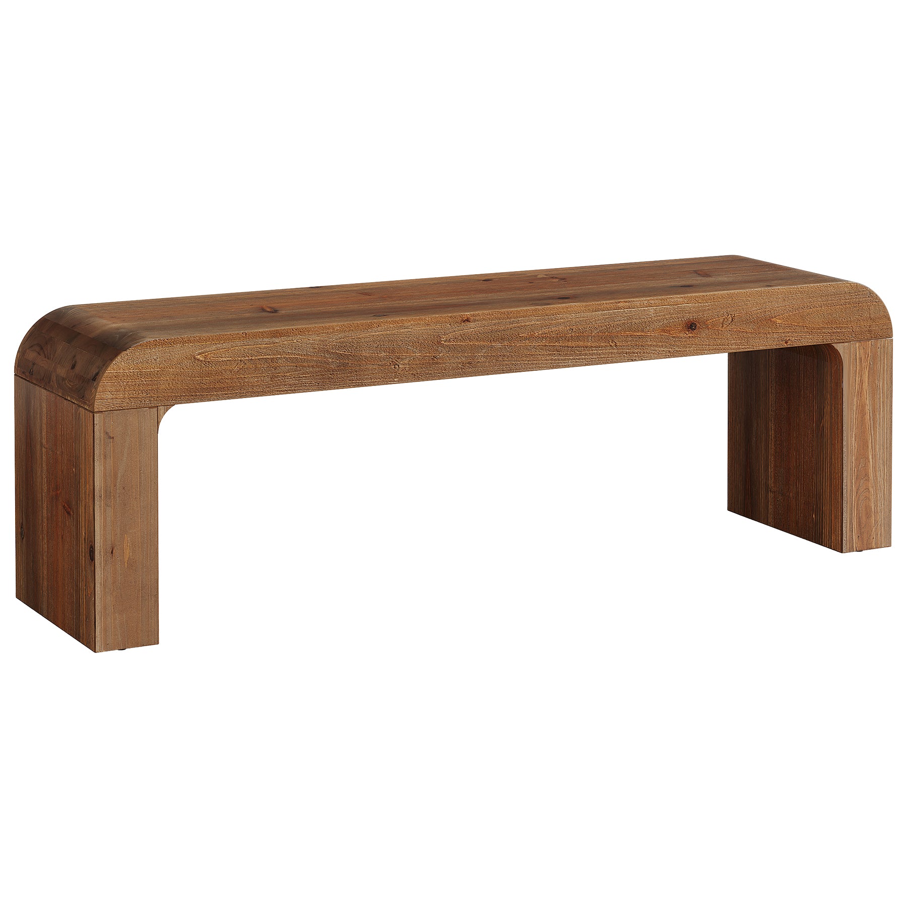 55" Modern Dining Bench, Solid Wood Entryway Bench with Thick Block Seat