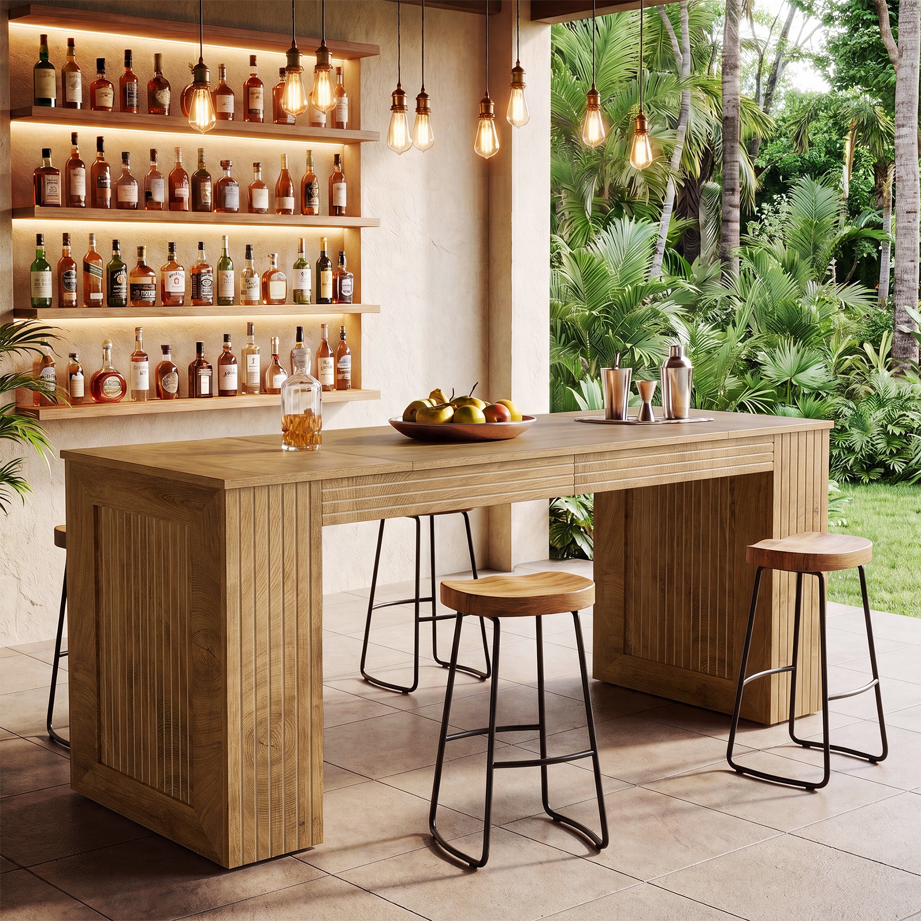 Tribesigns 62.99-Inch Counter Height Pub Table with Strong Frame, Farmhouse Bar Table for Kitchen(Only Table)