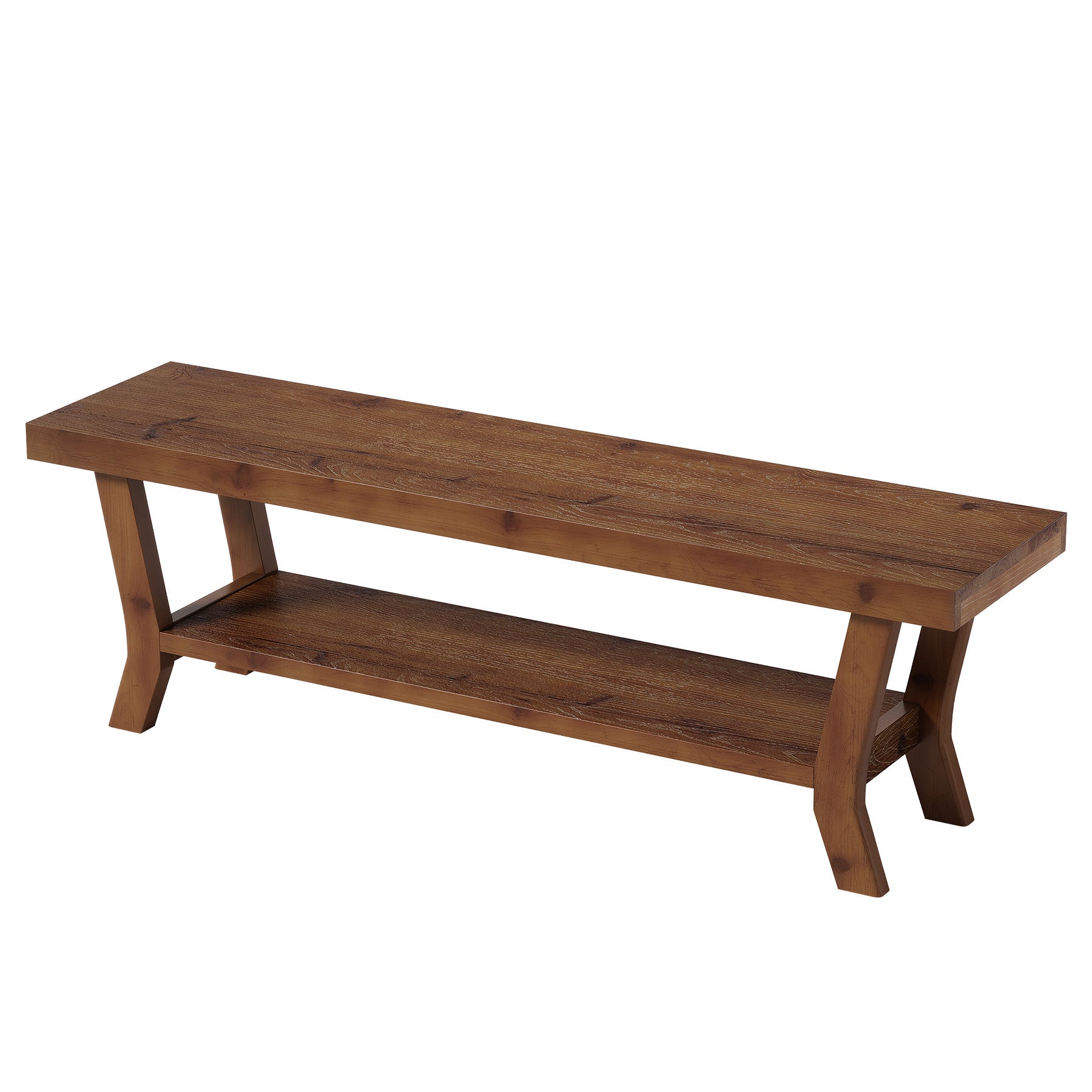Tribesigns 55-Inch Solid Wood Entryway Bench with Lower Shoe Shelf