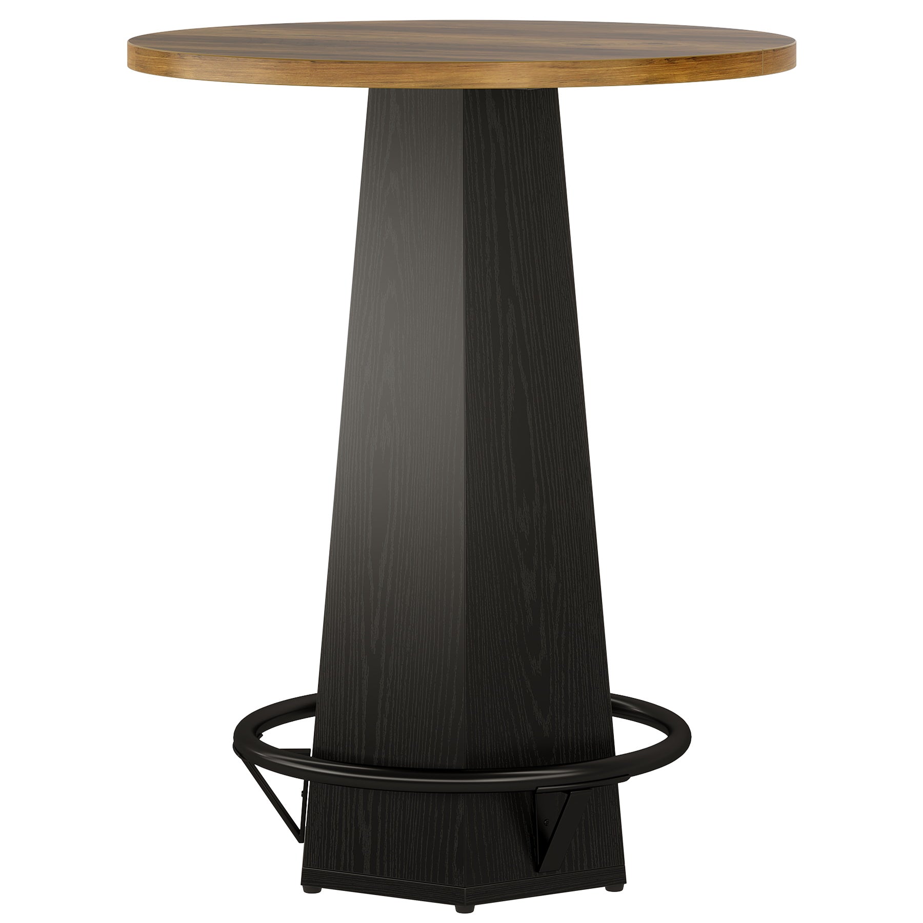 Round Bar Table, 39.4" H Bistro Pub Cocktail Table with Metal Footrest