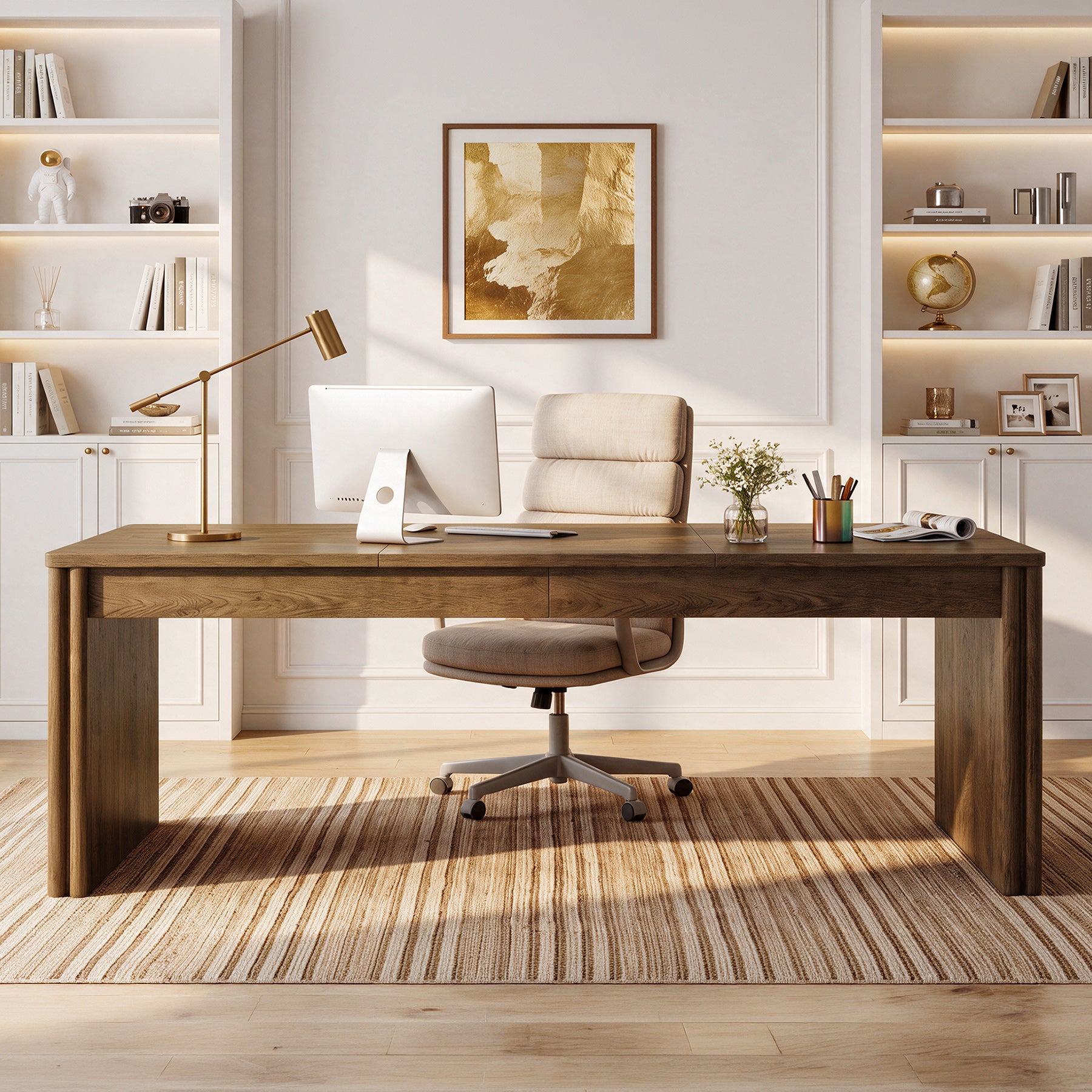 79" Executive Desk, Farmhouse Computer Desk with Wide Tabletop for Home Office