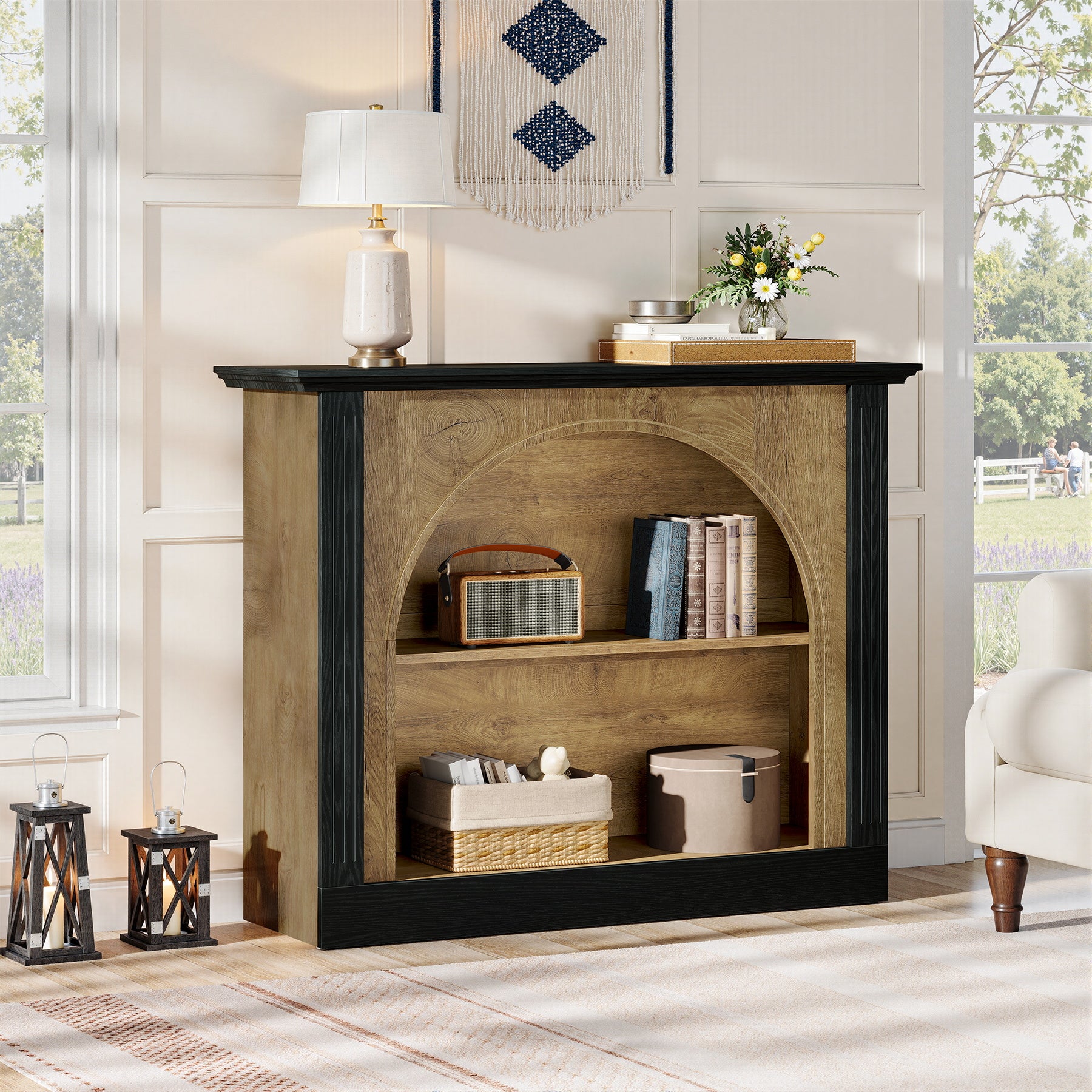 3-Tier Console Table, 43.3" Sofa Entryway Table with Storage