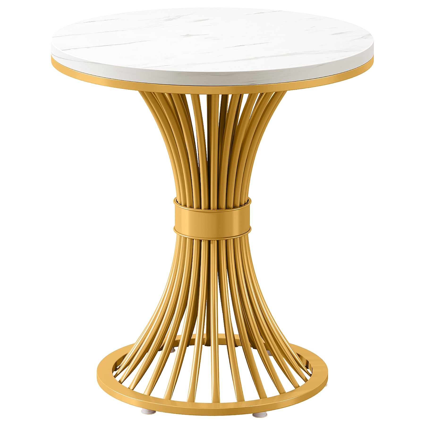 Tribesigns 20-Inch Round End Table, Faux Marble Side Table with Gold Metal Base