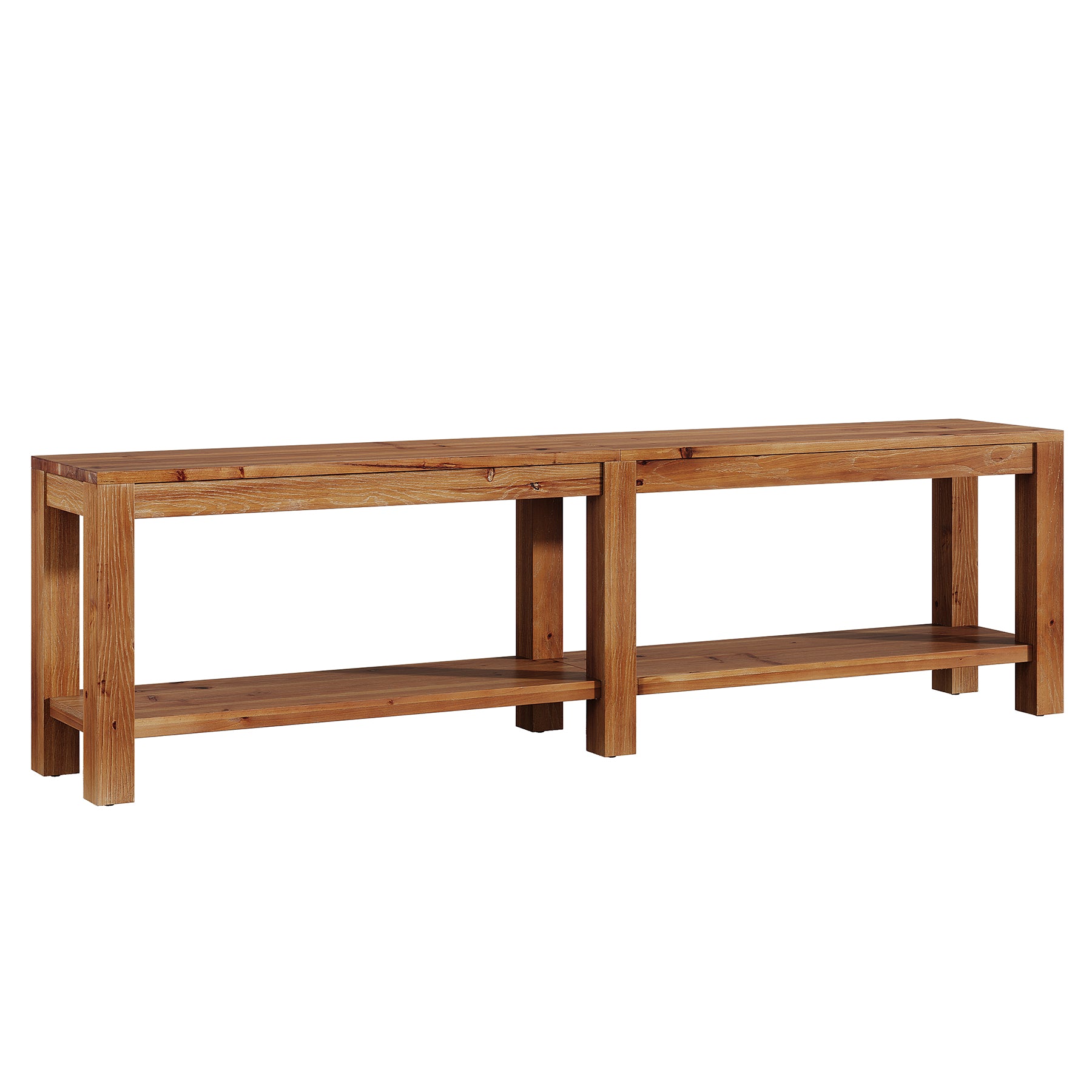 71" Farmhouse Entryway Bench with Storage Shelf, Solid Wood Shoe Bench, Hallway Mudroom