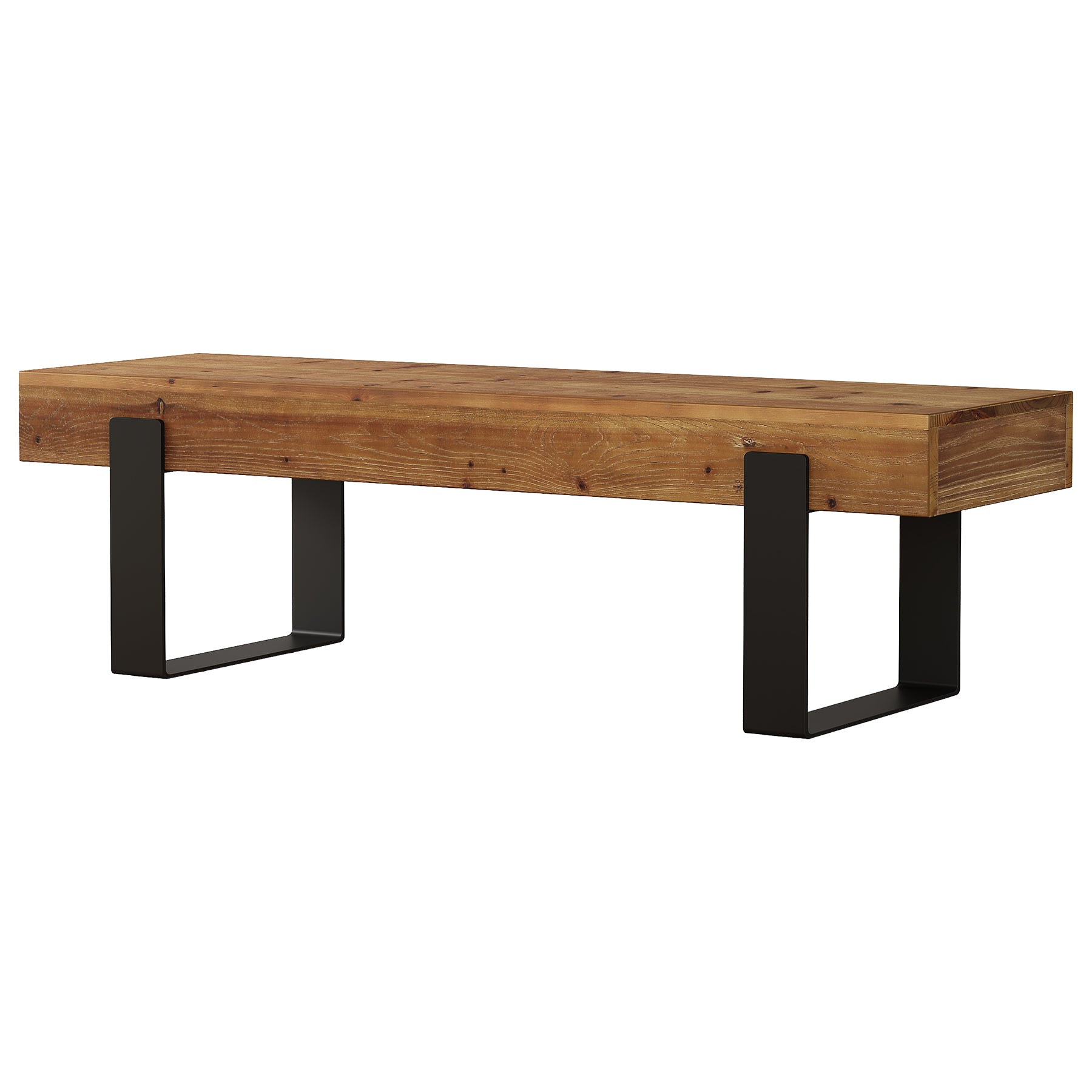 63" Industrial Entryway Bench, Farmhouse Wood Shoe Bench End of Bed Stool with Metal Legs
