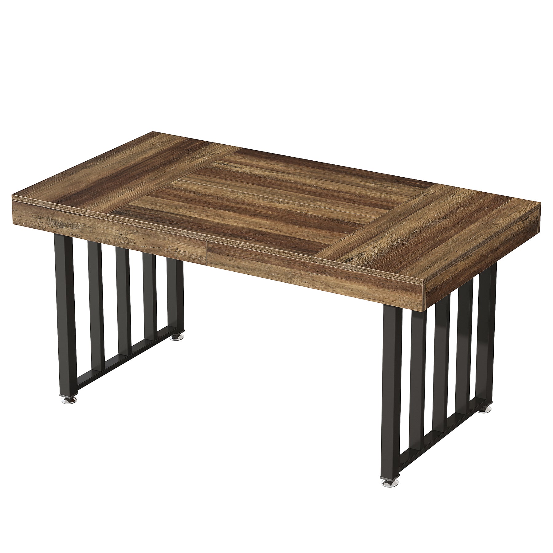 55.12" Dining Table for 4-6 People, Rectangle Kitchen Table with Metal Frame
