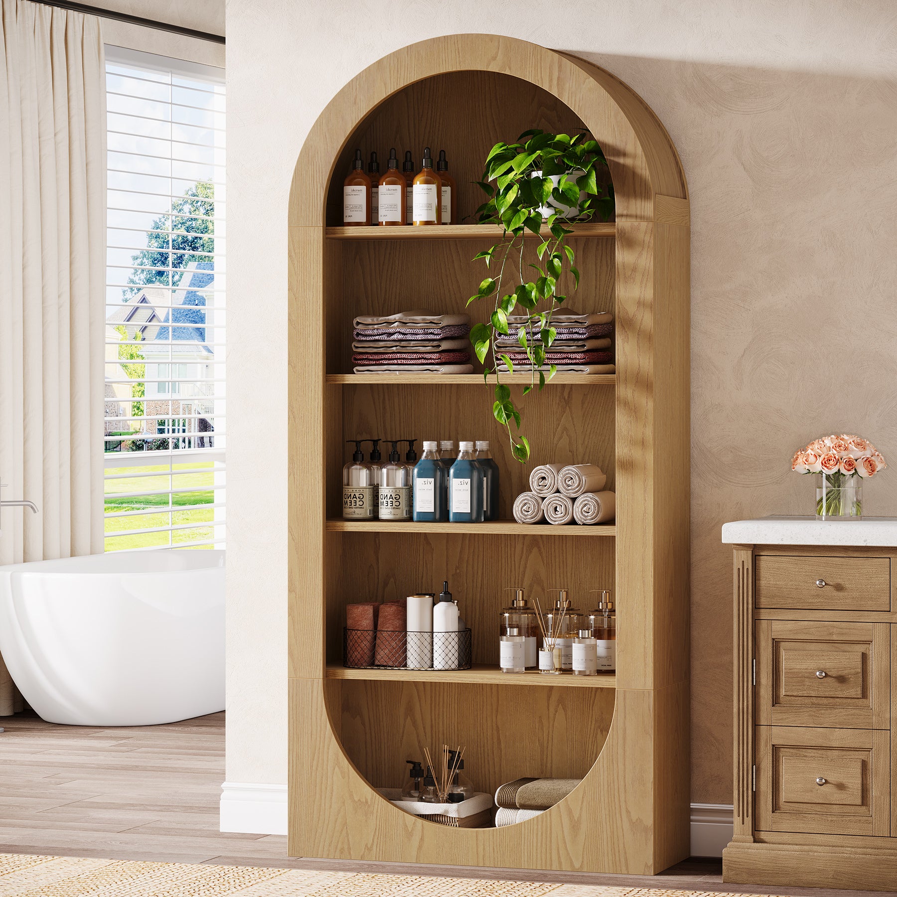 70.9" Shoe Rack, 5-Tier Arched Open Shoe Cabinet Storage Organizer