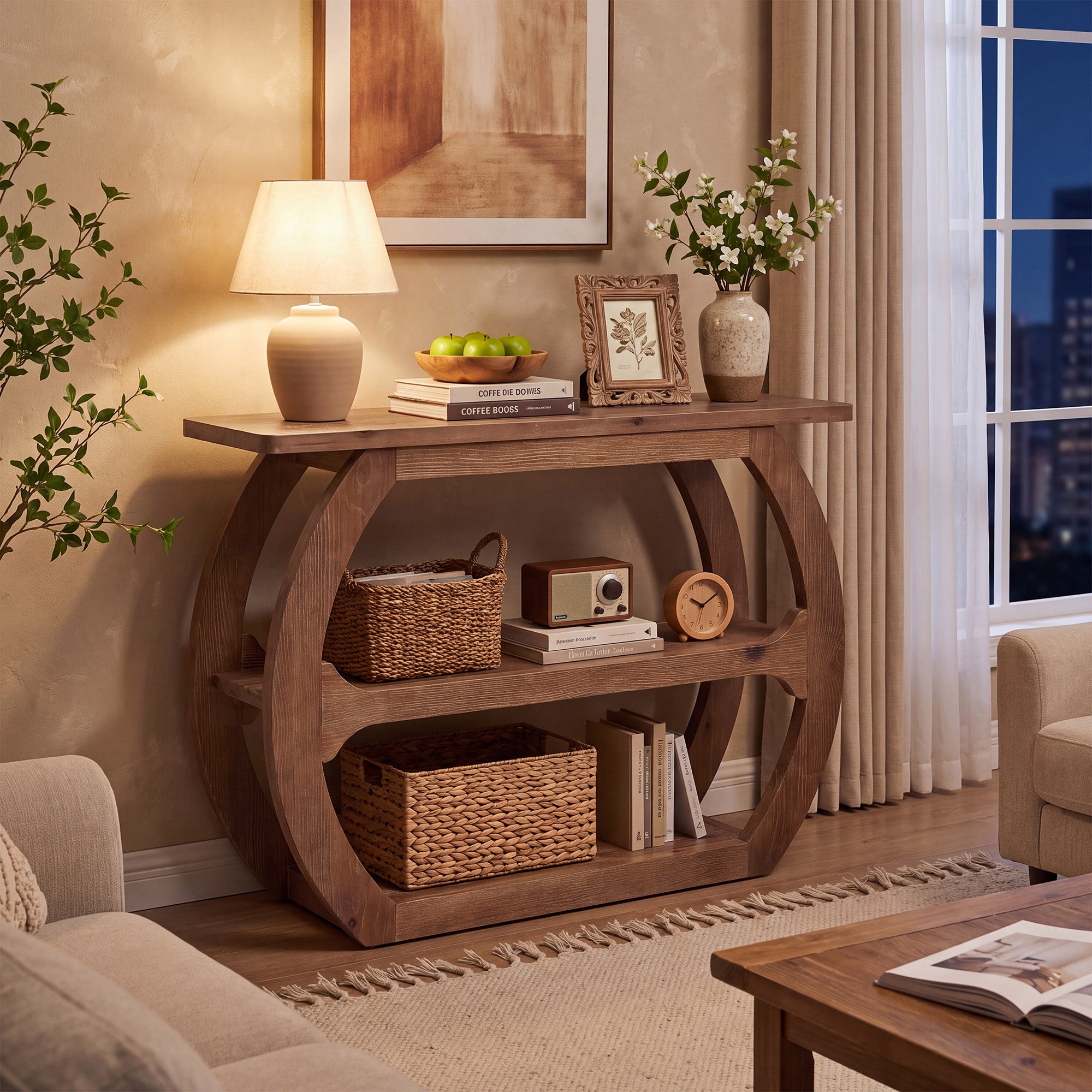 41" 2-Tier Solid Wood Console Table, Small Entryway Sofa Table, Farmhouse  Living Room