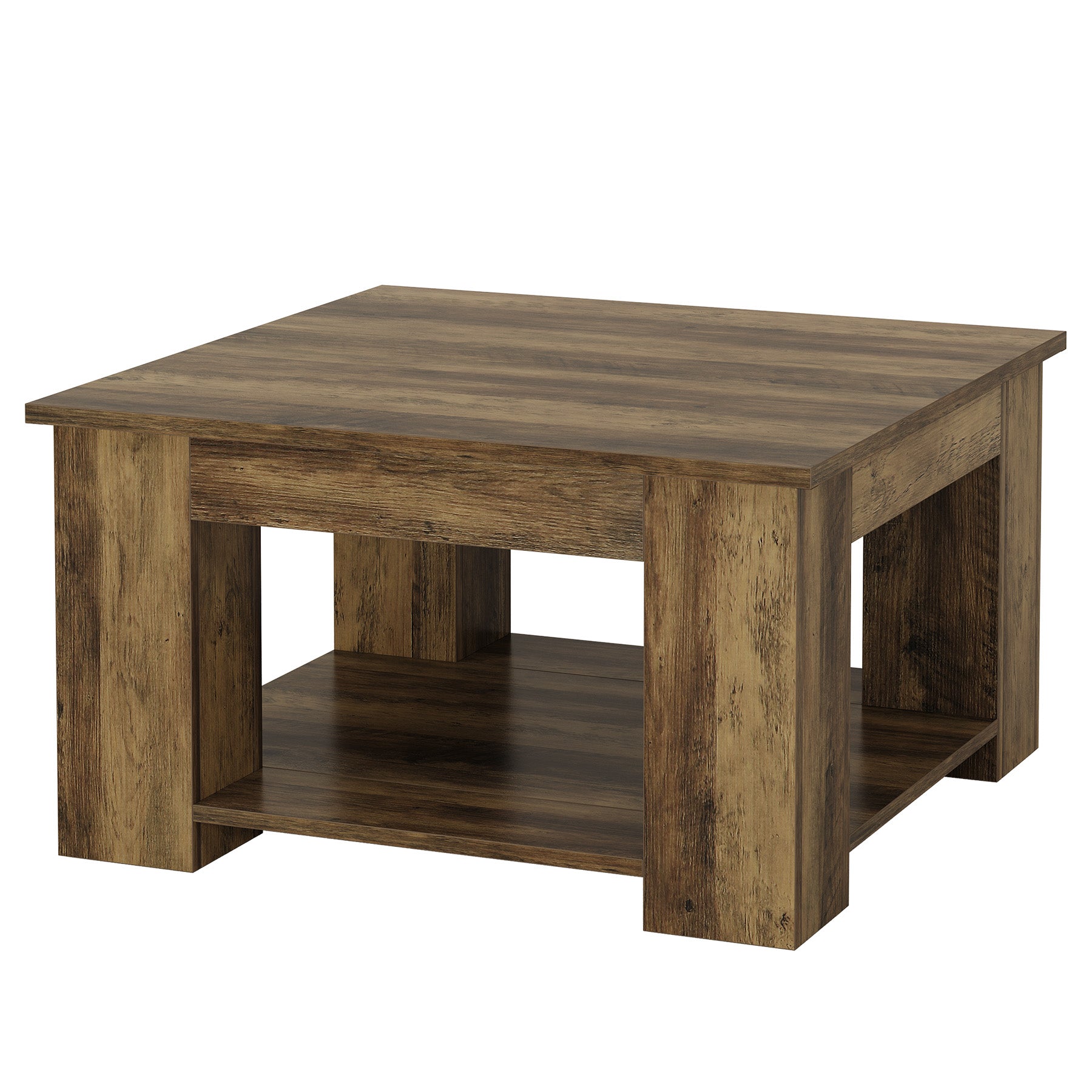 31.5" Square Coffee Table, 2-Tier Center Table Cocktail Tea Furniture for Living Room