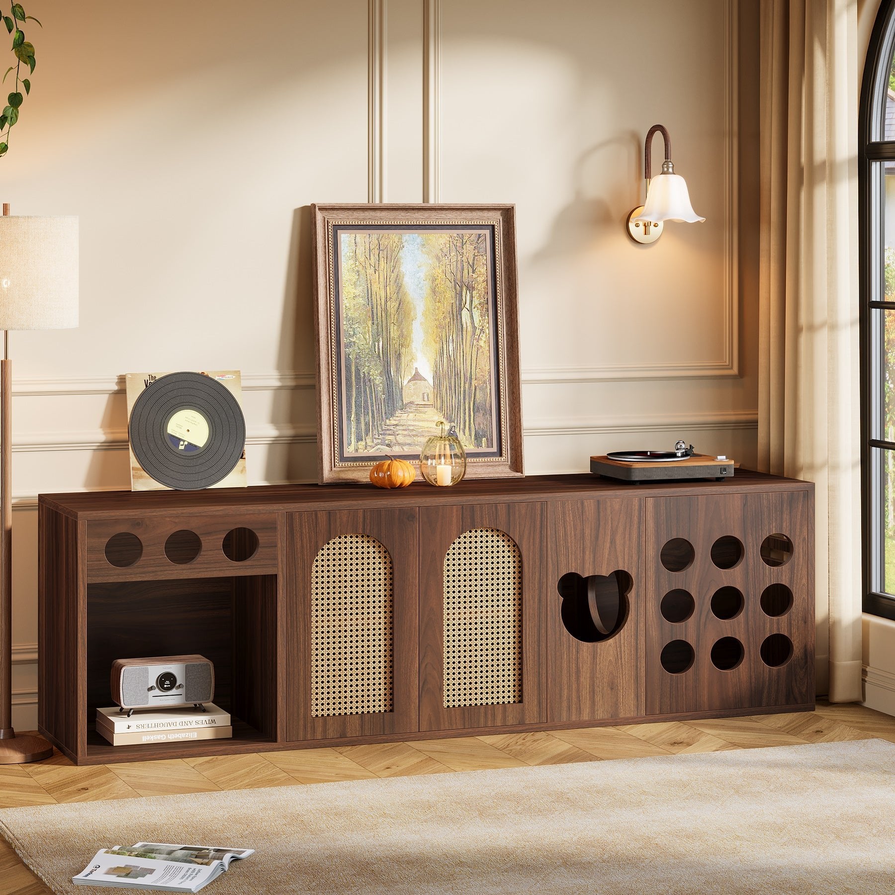 70.9" TV Stand, Extra Large Console Cabinet Entertainment Center