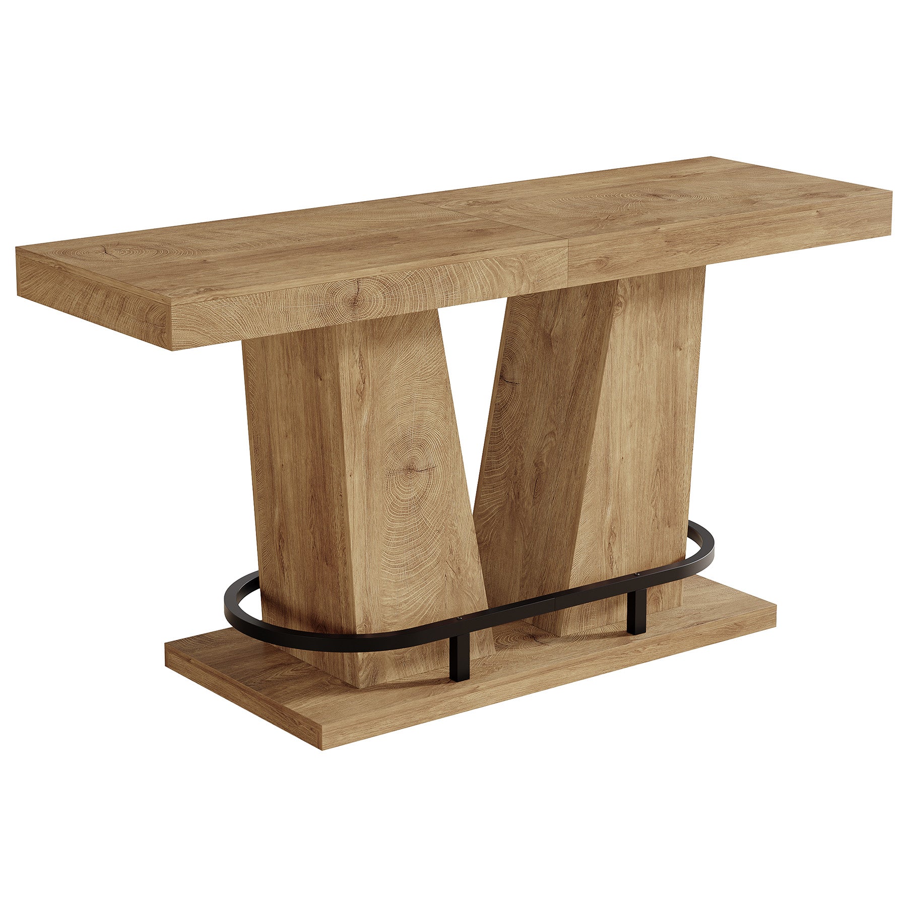 62.99" Bar Table for 4-6, Rectangle Counter Height Pub Table with Metal Footrest