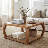 Square Solid Wood Coffee Table, 31.5" Center Table With Storage 3