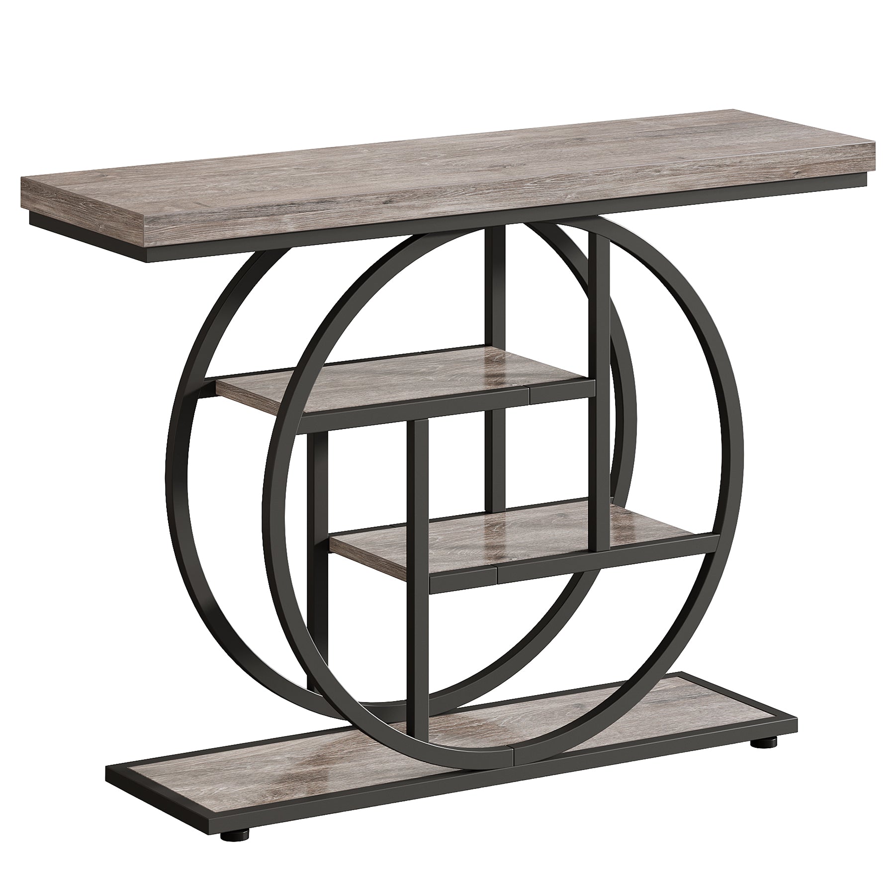 4-Tier Console Table, 41.3" Entryway Sofa Table with Circle Base