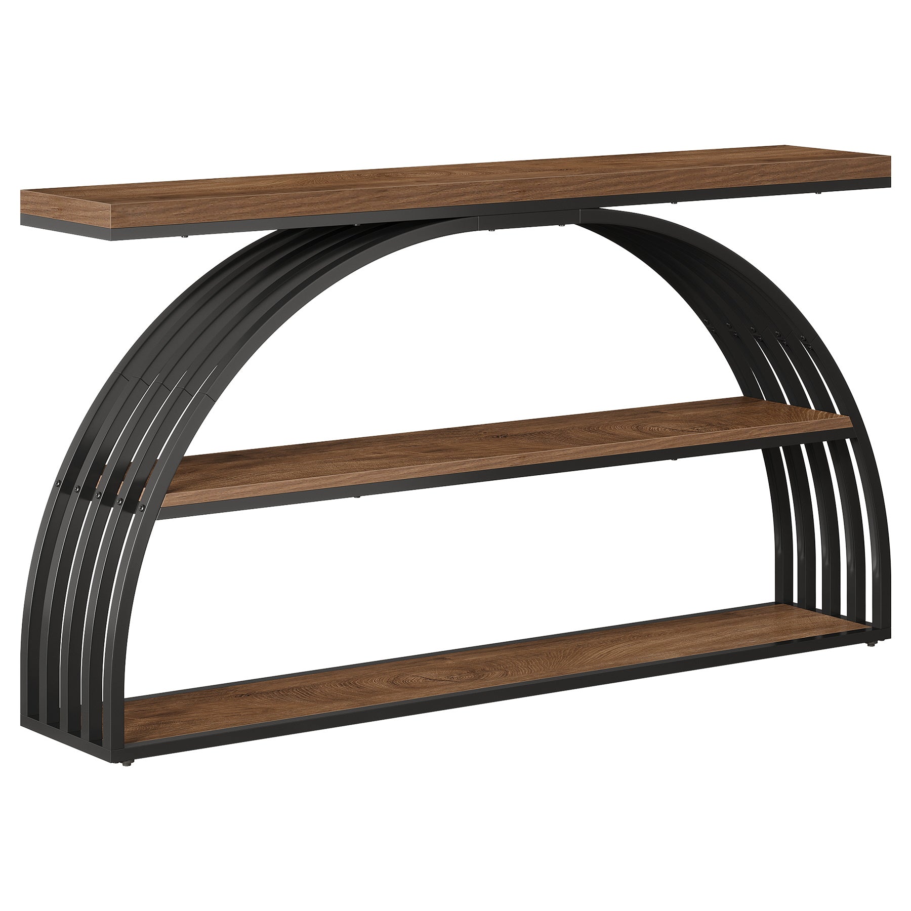 63" Console Table, 3-Tier Sofa  Entryway Table with Arched Frame