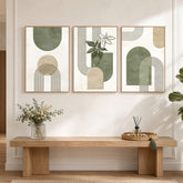 Geometric Modern Abstract Canvas Wall Art, Farmhouse Botanical Leaf Picture Hanging Artwork for Bedroom Bathroom Office Decor 3