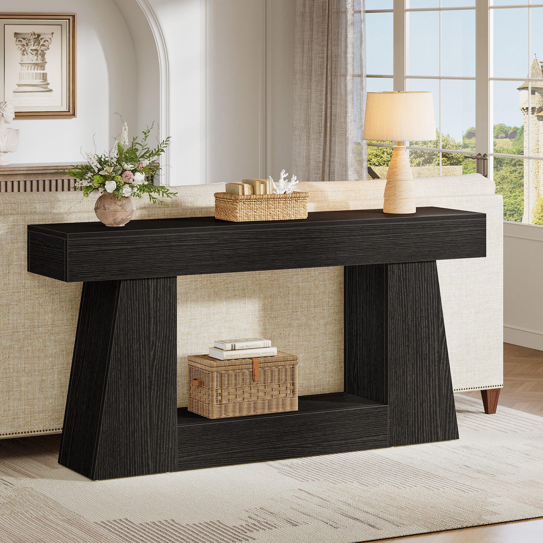 63" Console Table, Wooden Sofa Table Hallway Table