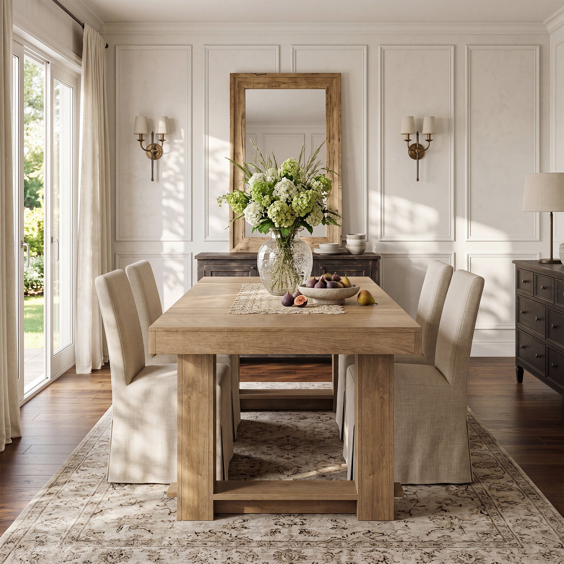 63" Large Dining Table, Rectangular Farmhouse Kitchen Table for 4-6 People