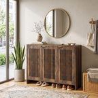 5-Tier Shoe Cabinet with Doors, Wooden Shoe Storage for 25-30 Pairs with Adjustable Shelves