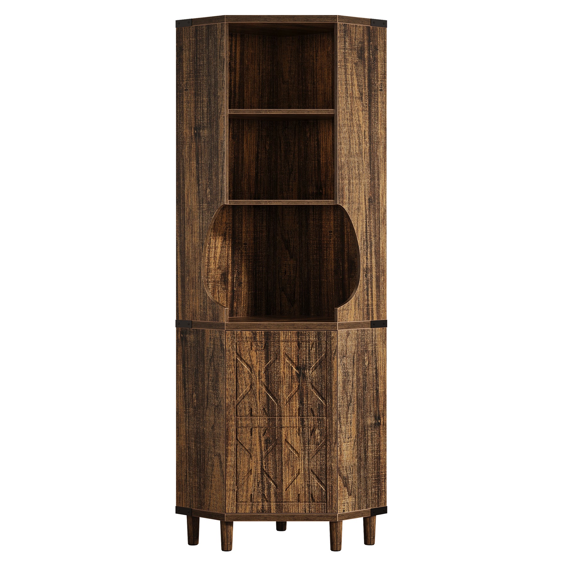 69.29" Corner Cabinet, Kitchen Pantry with Doors and Adjustable Shelves