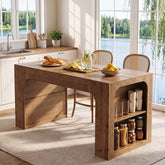 63" Solid Wood Kitchen Island with Storage Shelves, Kitchen & Dining Room 3