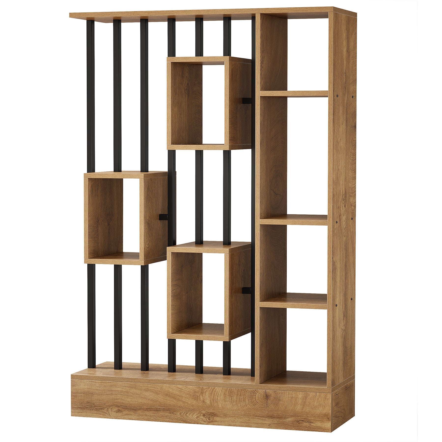 71" Room Divider with Shelves & Coat Hooks, Freestanding Wall Partition, Bedroom Living Room