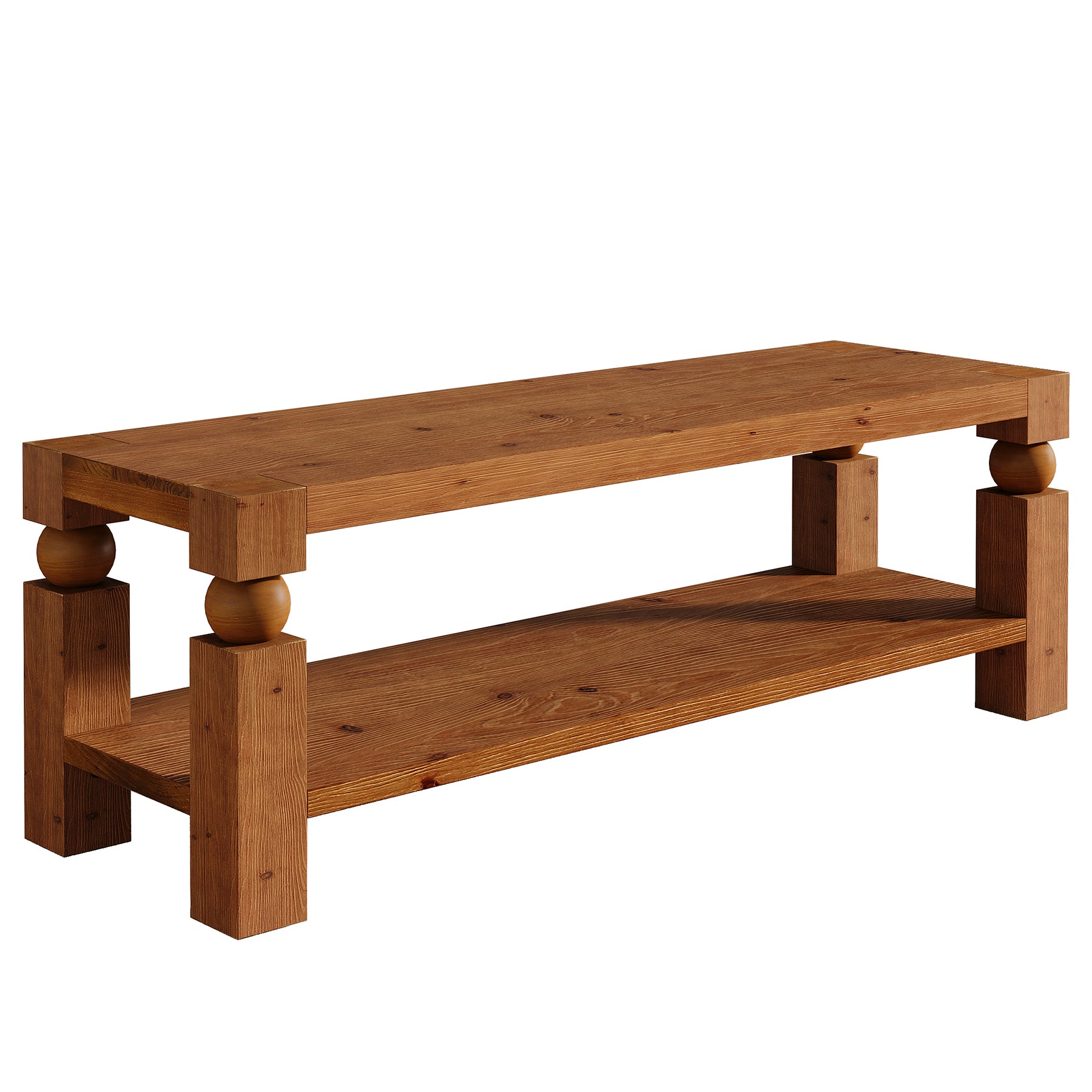 Solid Wood Entryway Bench, 47" Shoe Storage  Bench with Shelf for Hallway