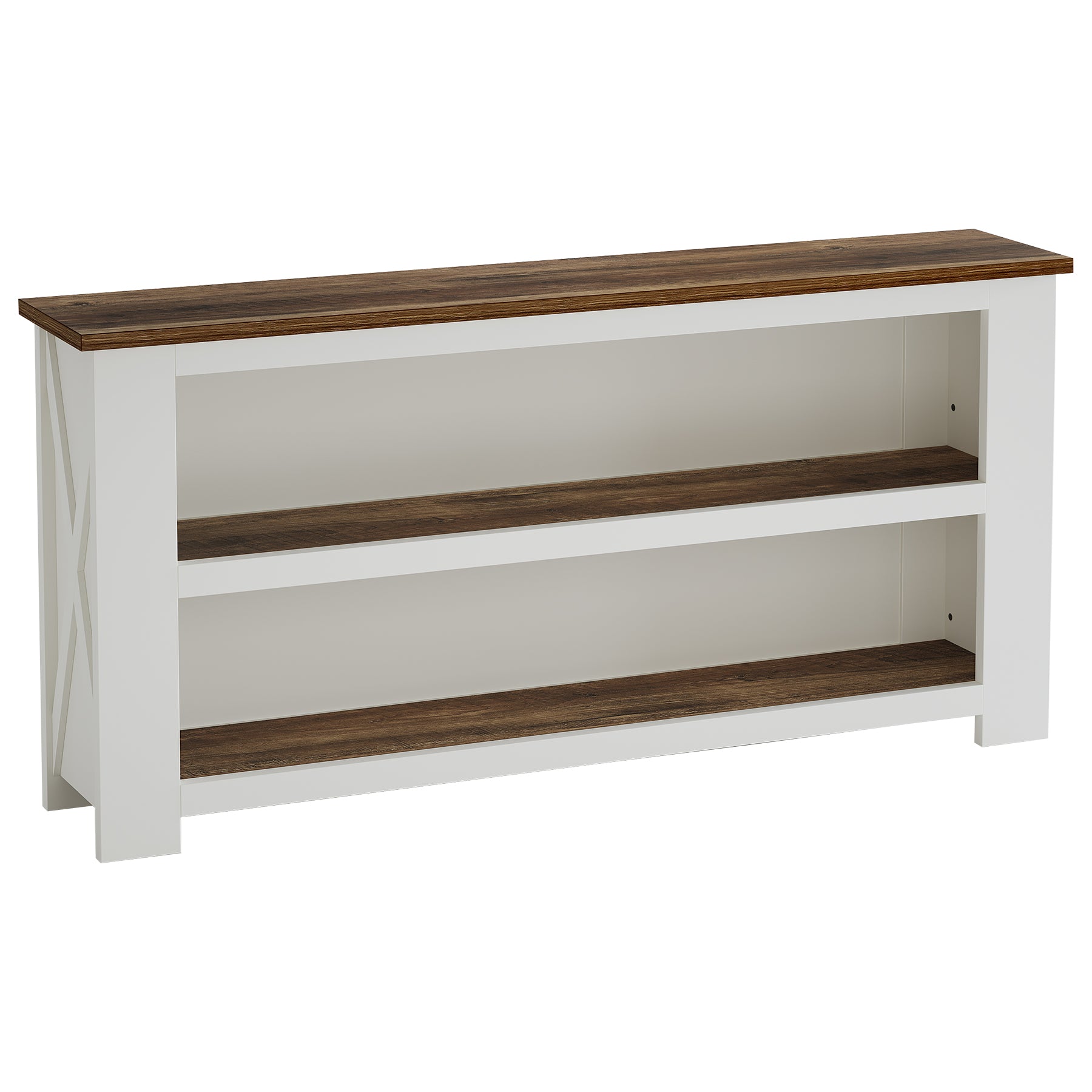 63" Farmhouse Console Table, Long Sofa Table with 3-Tier Storage for Living Room