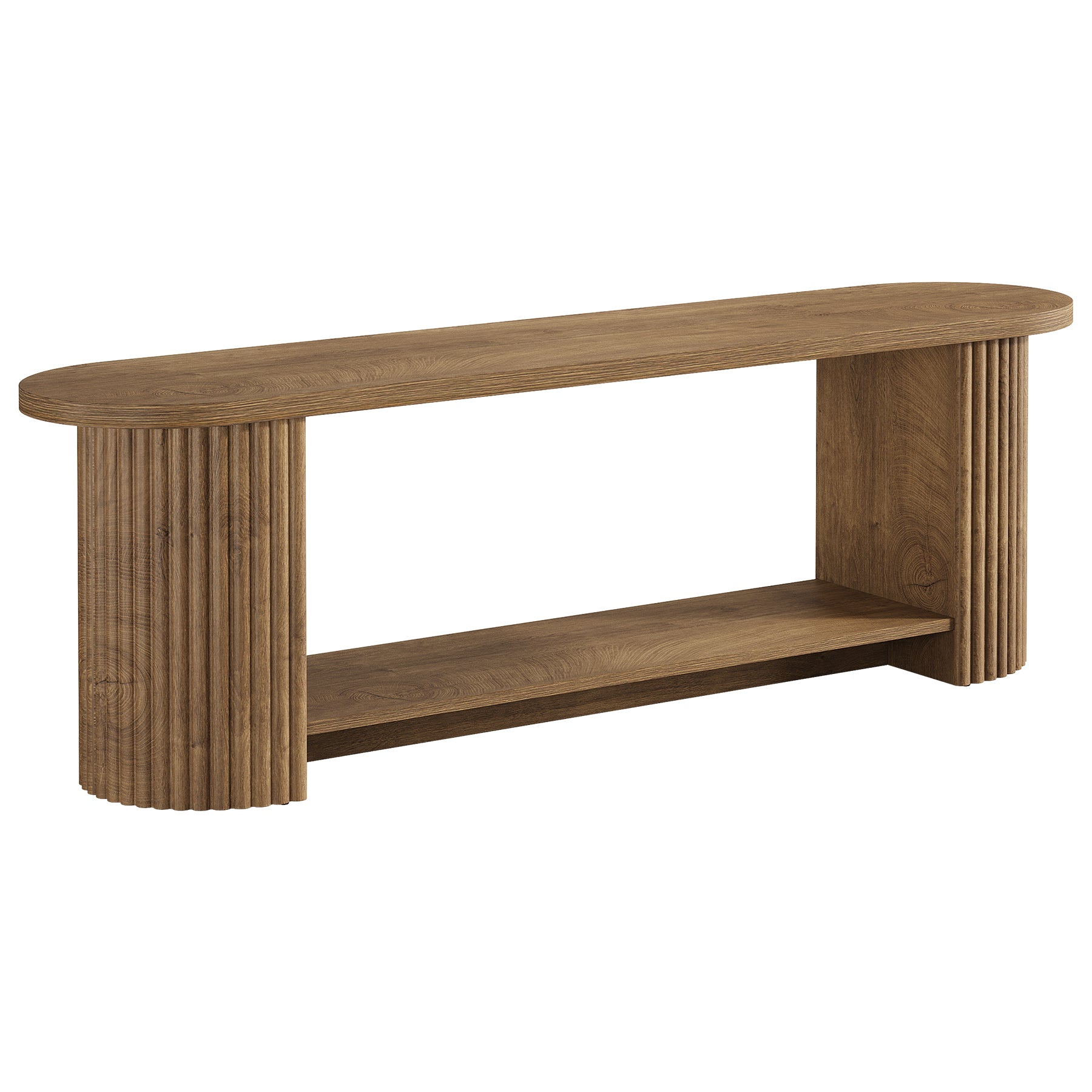 63” Fluted TV Stand, Farmhouse Entertainment Center with Storage Shelf