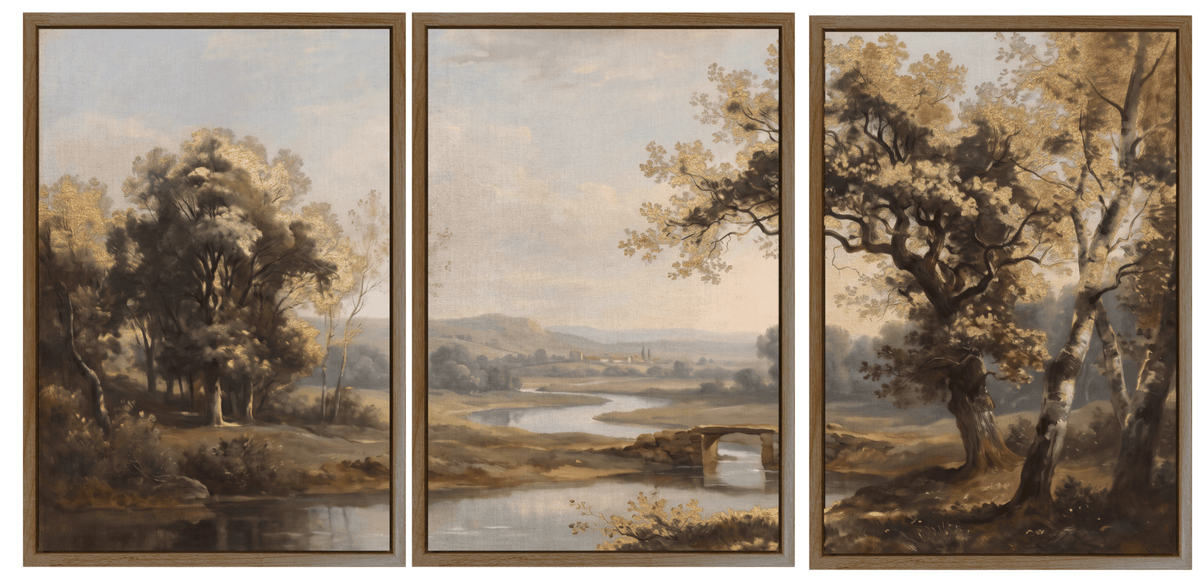 Tribesigns Vintage Pastoral Triptych, Classic Landscape Wall Art