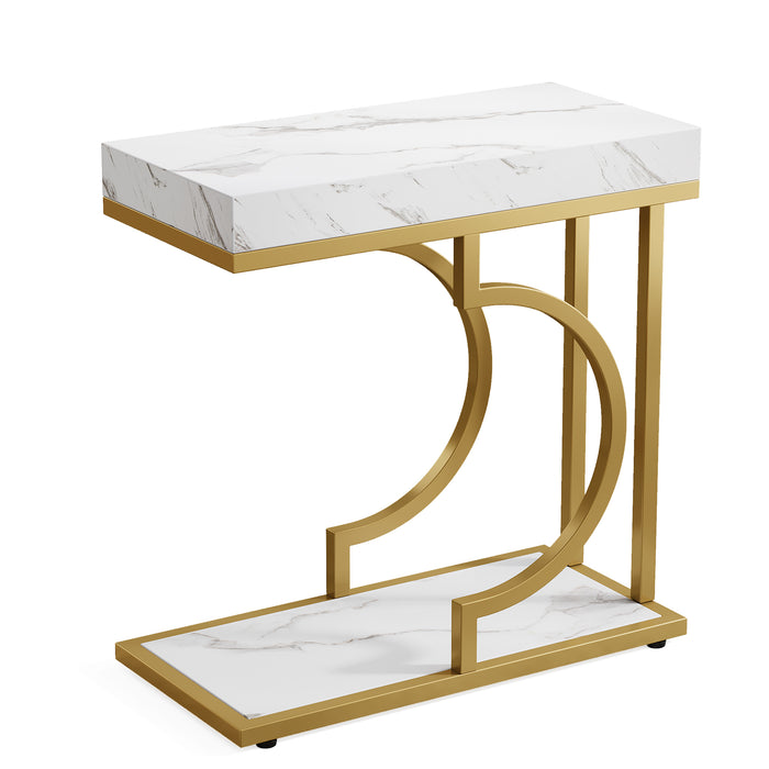 C Table, Modern End Table Bedside Table with Metal Frame Tribesigns