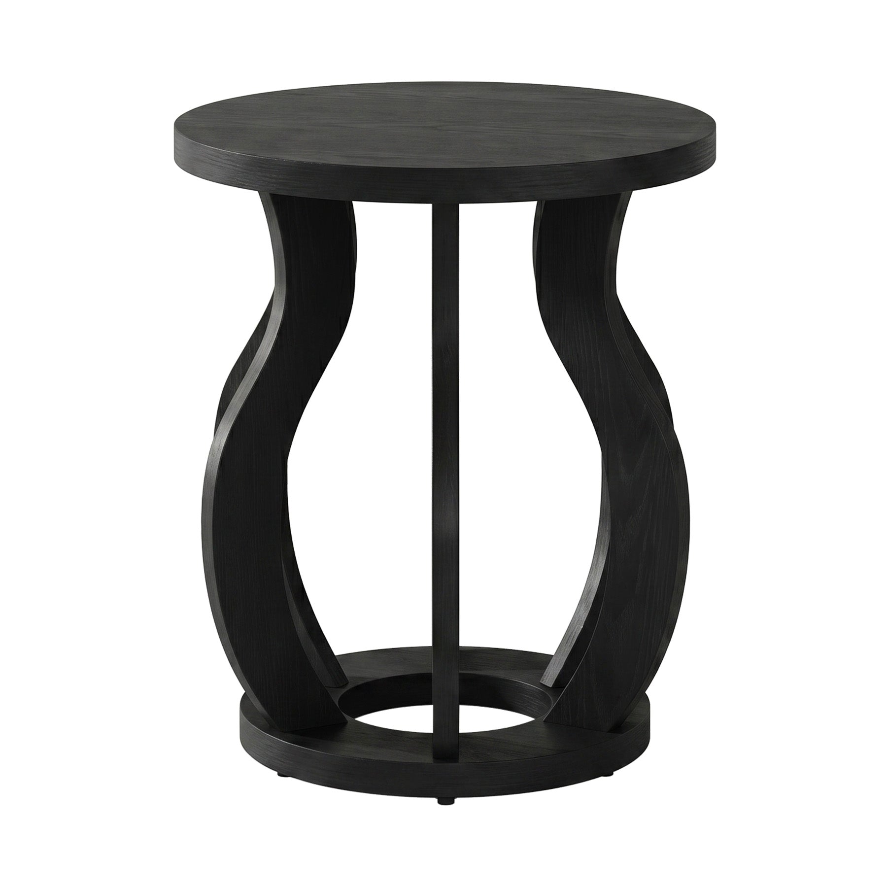 Tribesigns 19.69" Round Side Table, Curved Wooden Nightstand for Small Spaces