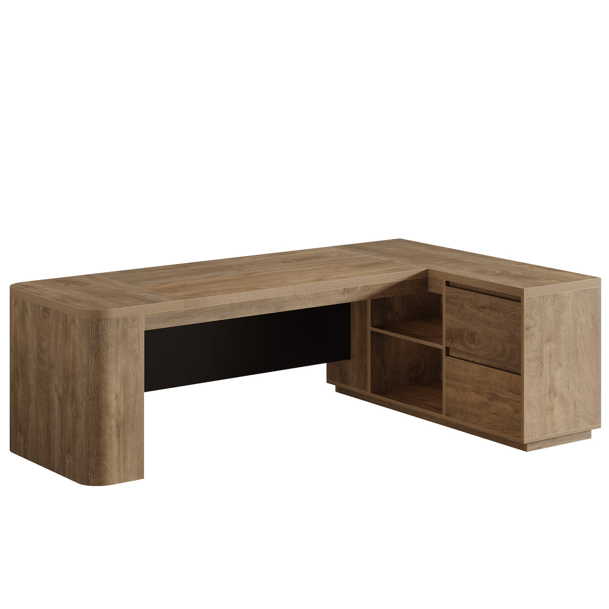 78" L-Shaped Executive Desk with File Cabinet, Corner Computer Desk for Home Office