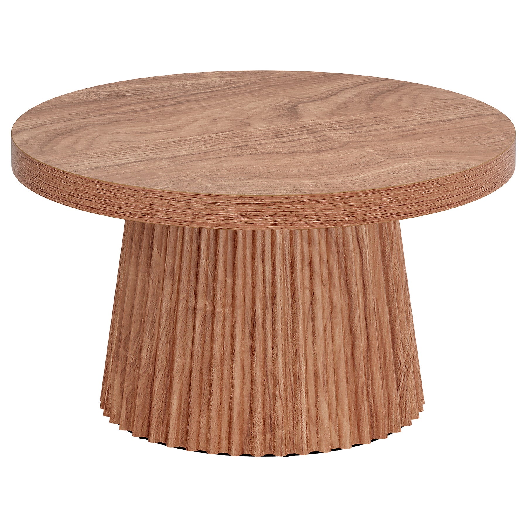 Round Coffee Table, 31.5" Circle Center Table with Fluted Drum Base
