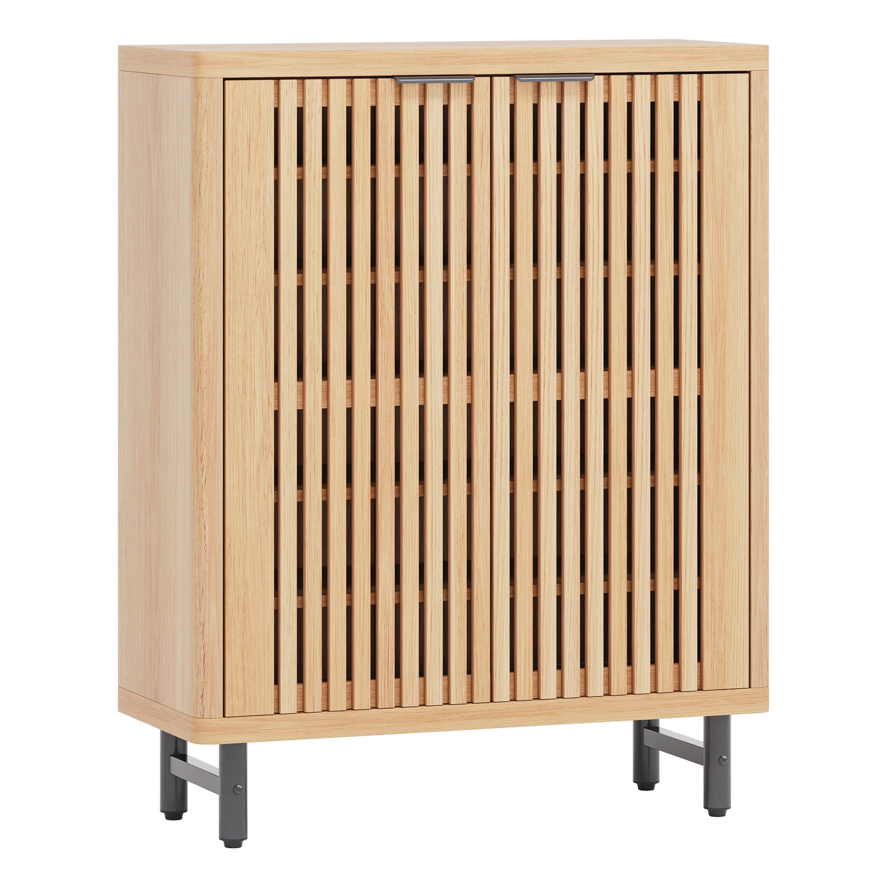 6-Tier Wooden Shoe Cabinet with Louvered Doors & Adjustable Shelves