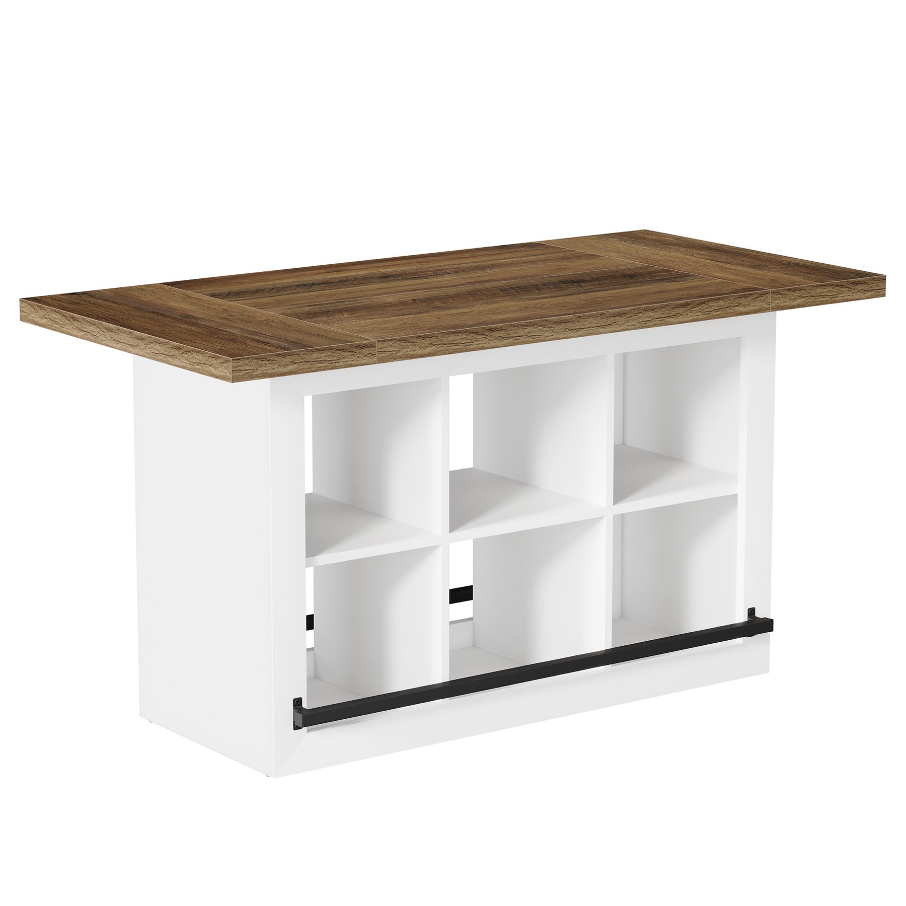 62.6" Bar Table, Rectangular Home Bar Cabinet Unit with 6 Spacious Cubbies