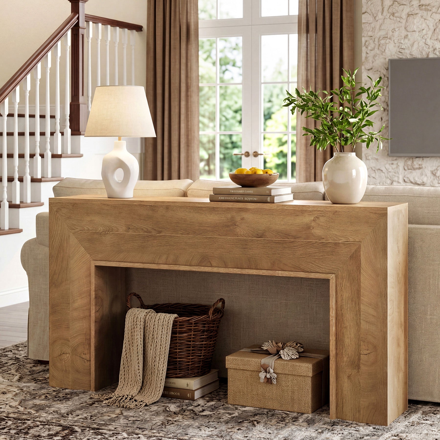 63" Console Table, Farmhouse Entryway Sofa Table for Hallway, Living Room