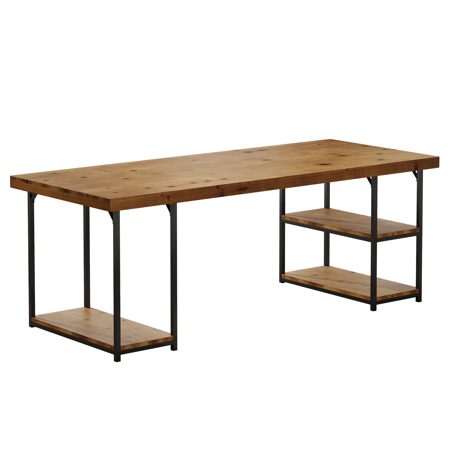 Solid Wood Computer Desk , 71" Home Office Desk with Shelves