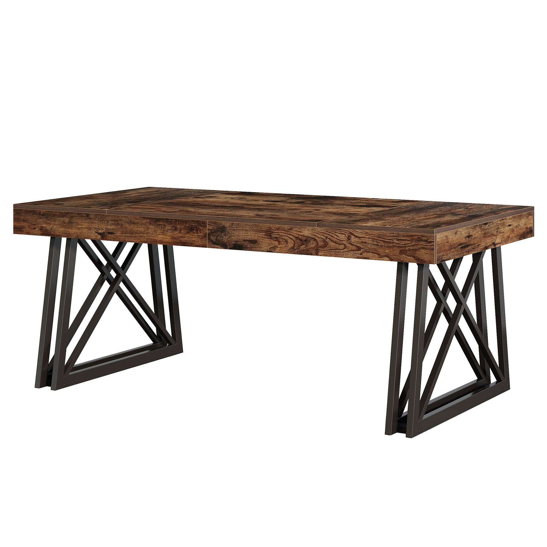 63" Executive Desk, Farmhouse Office Computer Desk with X-Shaped Legs