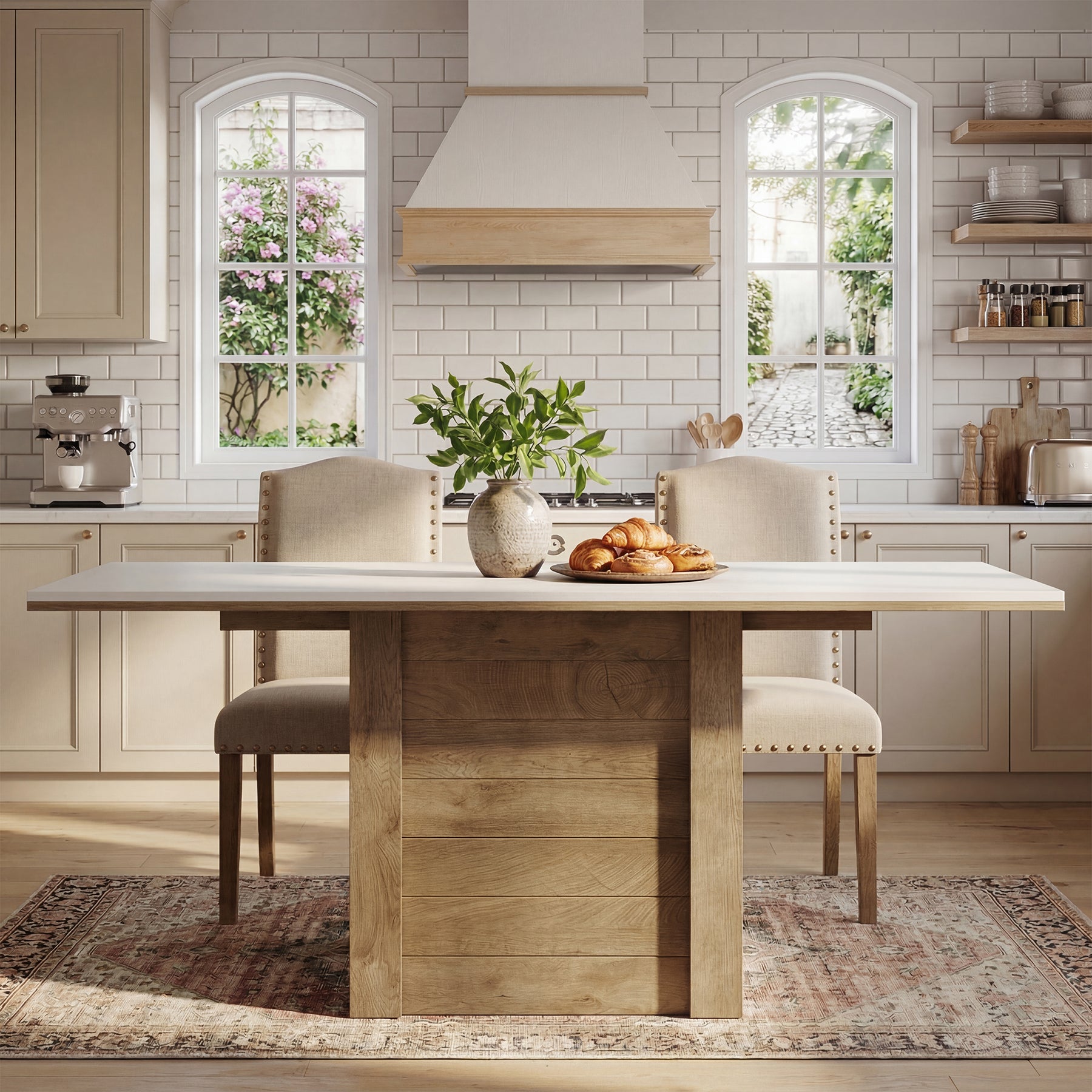 Tribesigns 55" Rectangular Dining Table, Farmhouse Kitchen Table for 4-6 People